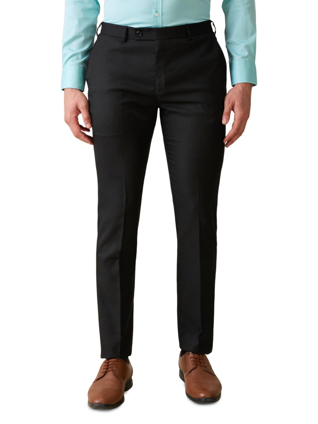 raymond Men Slim Fit Solid Pattern Poly Viscose Elastane Blend Flat Front Formal Trouser-picture-42
