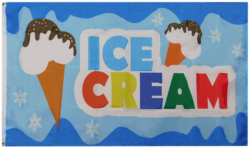 Alternative Novelties Ice Cream Blue Advertising 3'x5' 3 Foot x 5 Foot Rough Tex 100D Printed Polyester Flag Banner