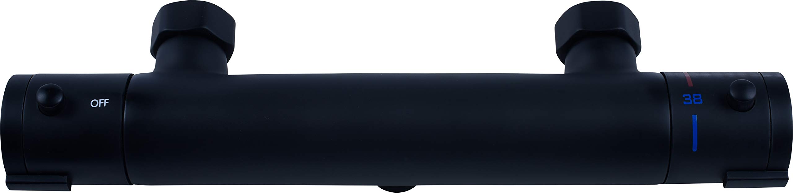 Cornat Bateria termostatyczna "Noir" – Black Edition – matowy czarny korpus z mosiądzu – uchwyt do wyboru temperatury i blokada gorącej wody / armatura prysznicowa do montażu natynkowego / termostat prysznicowy / NERS3