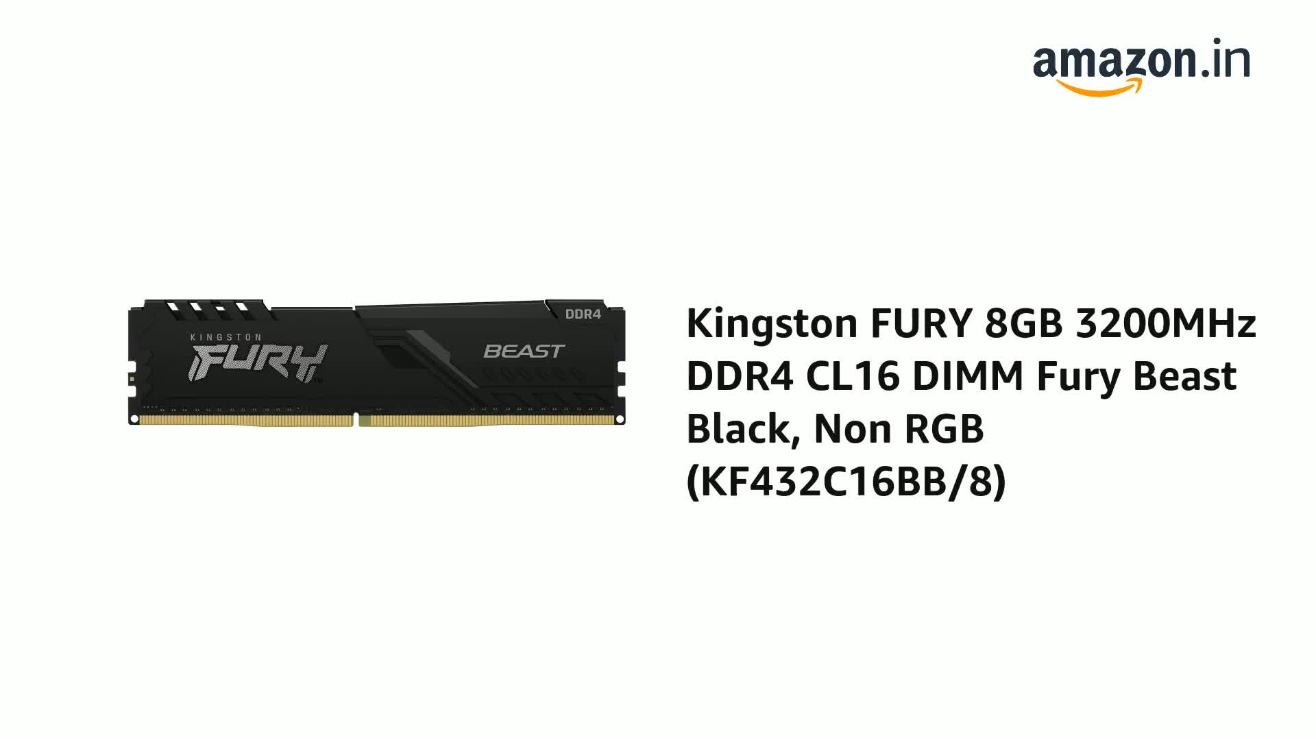 Kingston FURY BEAST 3200MHz DDR4 8GB‪✕‬4 Kingston Fury Beast 8GB 3200MHz DDR4 CL16 Desktop Memory