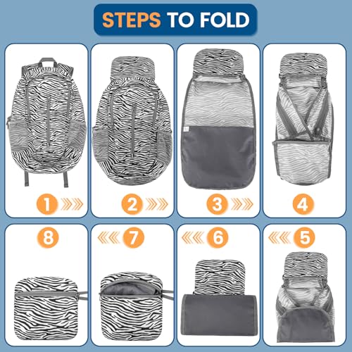 Image of ZOMAKE Ultra Lightweight Packable Backpack 25L, Foldable Hiking Backpacks Water Resistant Small Folding Daypack for Travel(Zebra Print)