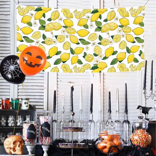 MINDBBDFJ Yellow Lemons Print Banners And Signs For Outdoor/Indoor,Personalized Banner Customizable Parties Halloween Banner (180x90cm)2
