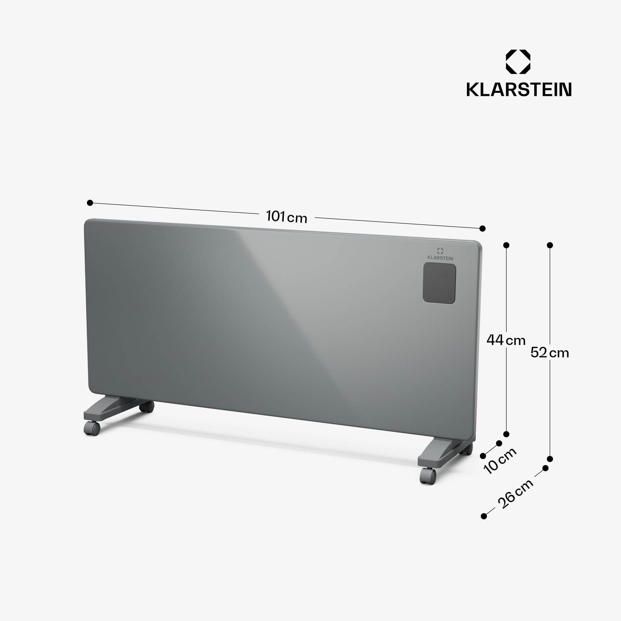 Klarstein Bansin Smart 2500 Grzejnik konwektorowy - 2500W, Sterowanie aplikacją, Montaż ścienny i wolnostojący, Element grzejny X-Shape, IP24, Grzejnik do pomieszczeń i ogrodów zimowych