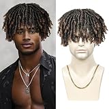 MIMAN 6 Inch Mens Short Curly Dreadlock Hair Toppers for Men Fluffy Braided Hairpieces Clip in Wiglets Hairpiece Synthetic Fuller Hair Toupee for Male T/30 Brown