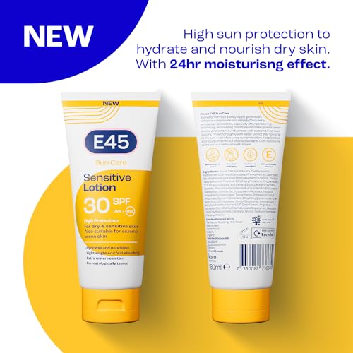 E45 Sun SPF30 Sensitive Sun Cream with Vitamin E - UVA and UVB Protection- Fragrance-Free and Dermatologically Tested Sun Lotion For Body - Suitable For Dry, Sensitive and Eczema Prone Skin (180ml) - Image 3