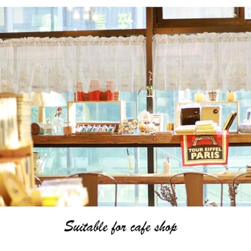 Image of piercing Curtains for Kitchen, Lace Curtains, Kitchen Window Curtains, Sheer Curtains, Kitchen Curtains 29 inchx39 inch Tier 1-Panel Rod Pocket Floral Scalloped Cafe Light Filter White (Lace)