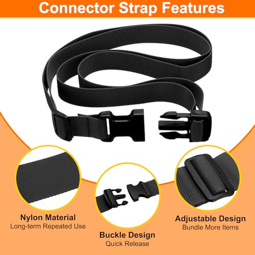 Image of HARFINGTON 2pcs Luggage Straps 1 inch x 118 inch Utility Multi-Purpose Luggage Connector Strap Nylon Adjustable Suitcase Belt with Buckle for Travel Outdoor Bag Luggage Packing Accessories, Black