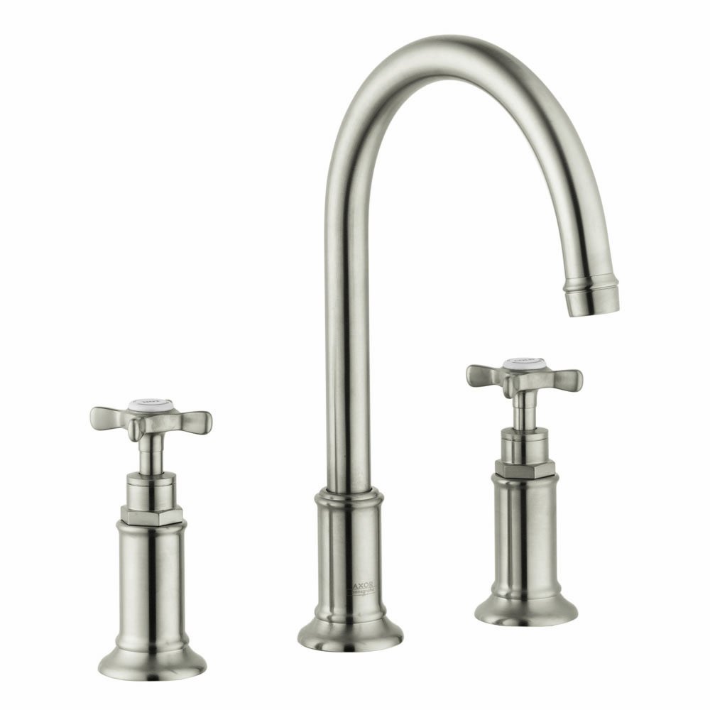AXOR Montreux Classic Timeless Hand Polished 2-Handle 3 11-inch Tall Bathroom Sink Faucet in Brushed Nickel 16513821