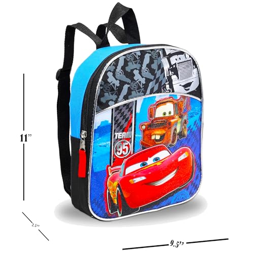 Disney Cars Mini Toddler Preschool 11” Backpack, Water Bottle, and More! (Disney Pixar Cars School Supplies Bundle)2