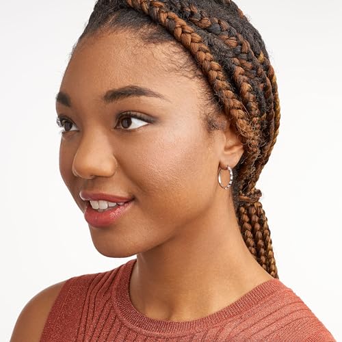 MORGAN & PAIGE .925 Sterling Silver Rhodium Plated Lab Created Alternating Sapphire, Ruby or Cubic Zirconia Hoop Earrings for Women - Sterling Silver Earrings Lightweight and Hypoallergenic Jewelry4