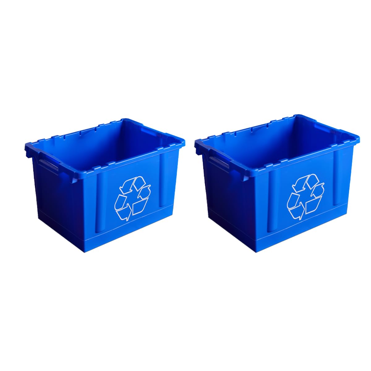 20 Pack, 14 Gallon Rectangular Blue Recycling Bin for Indoor/Outdoor, Stackable Recycling Container with Handles for Plastic, Paper
