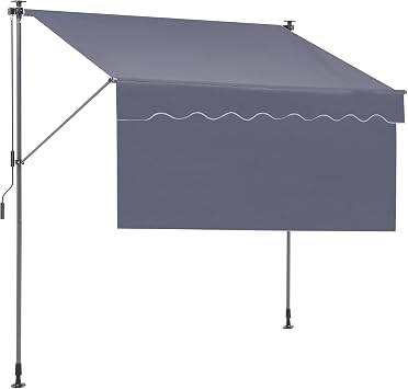 VEVOR Patio Awning Retractable, 118" Outdoor Manual Retractable Awning Sunshade Shelter, Adjustable Patio Door Window Awning Canopy with 39" Sun Shade Curtain for Backyard, Garden, Balcony, ...