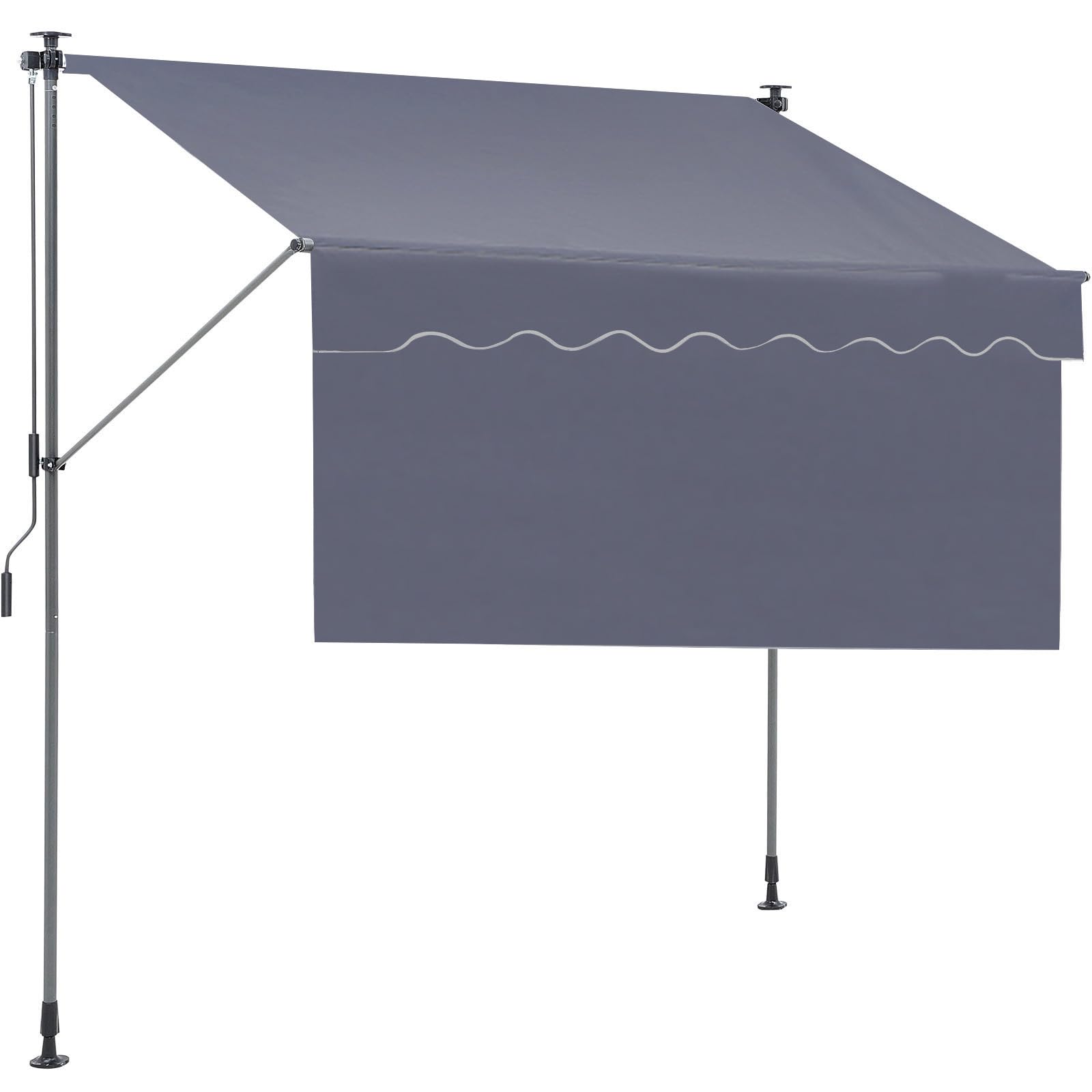 VEVOR Manual Retractable Awning, 118" Outdoor Retractable Patio Awning Sunshade Shelter, Adjustable Patio Door Window Awning Canopy with 39" Sun Shade Curtain for Backyard, Garden, Balcony