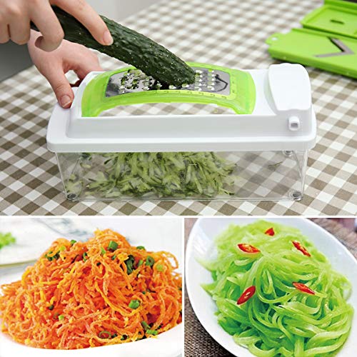 Vegetable Fruit Chopper Slicer with Container, Salad-Making Tool Set, Kitchenware, 6 Types of Blades