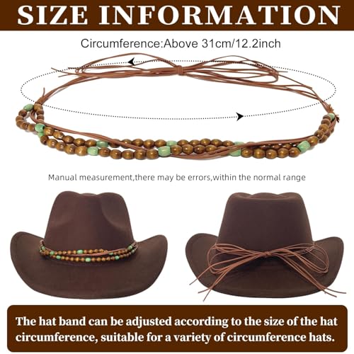 Image of Cowboy Hat Bands for Men Women, Leather Hatbands Belt for Cowboy /Western /Fedora /Cowgirl Hats