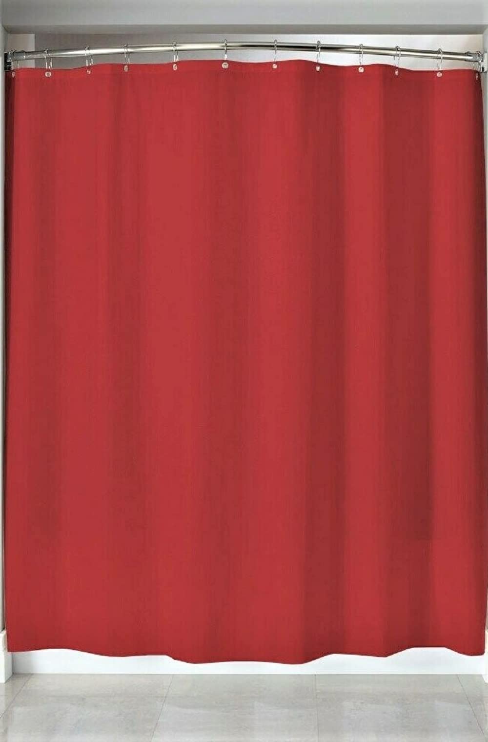 Extra Long Magnetic Bottom Shower Curtain Liner with 84 inches Height x 72 Inch with Metal Grommets (Red)