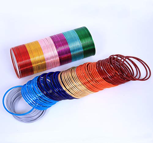 Ethnic Traditional Indian Bollywood 144 pcs Multi Color Plain Bangle Bracelet Set Bridal Wedding Partywear Bridal Arrangement Box Costume Jewelry2