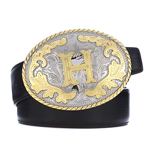 image for HUABOLA CALYN Western Belt Buckle Initial Letters ABCDEFG to Y-Cowboy 