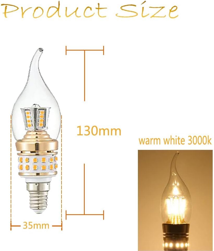 Lot De 2 Ampoules LED E14 À Petite Vis 8 W, Lumière Chaude 3000 K, 800 LM, Non Dimmable, Ampoule De Lustre Moderne De Luxe en Forme De Flamme, Petite Lampe À Vis Edison S,