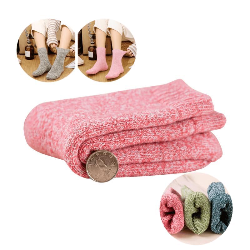 Supercap 3 Pack Thick Socks For Womens, Wool Socks Thermal Knit Cozy Socks, Soft Crew Socks Hiking Boot Warm Winter Socks