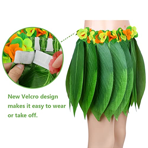 PIXHOTUL Blad Hula Rok met Hawaii Leis Gras Rok en Kunstmatige Hibiscus Bloemen Kostuum voor Strand Hawaii Luau Tiki… - Image 6