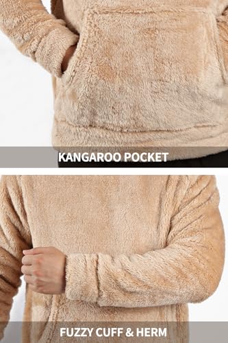 Image of GINGTTO Men's Fuzzy Sherpa Sweatshirt Fashion Pullover Fleece Hoodies