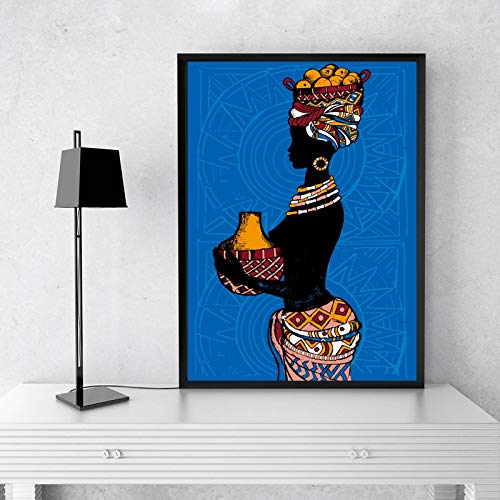 Toile femme noire africaine sans cadre portrait 50x70