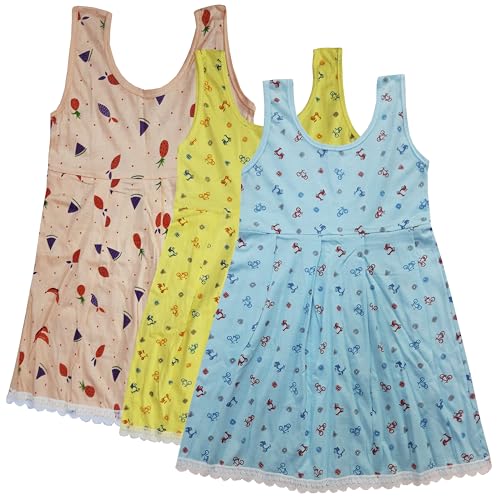 Image of Kid's Cotton Dress Slip Knee Length Casual Summer Frock for Girl's Combo (Pack of 3)