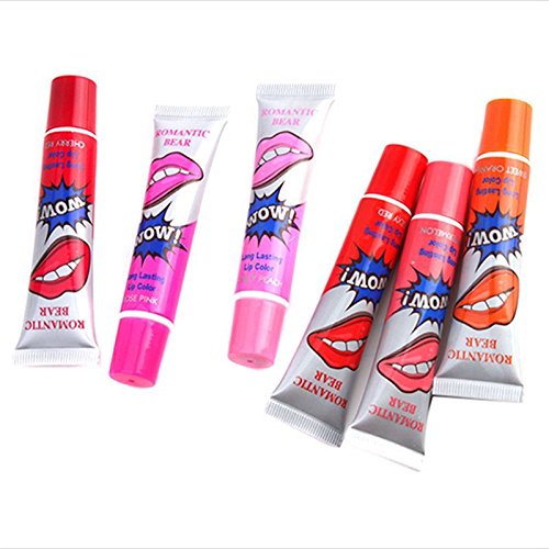 6pcs Lip Gloss TATTOO Magic Color Peel Off Mask Tint Long Lasting Waterproof