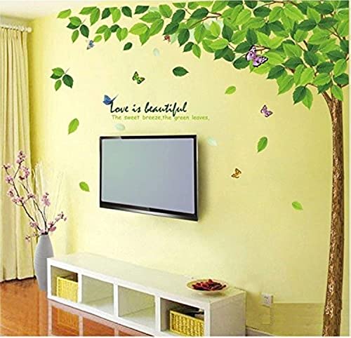 Decals Design Stickerskart Wall Stickers Bestselling Green Leaves Tree (Wall Covering Area: 120cm x 120cm,Product Dimensions: 60x90cm)