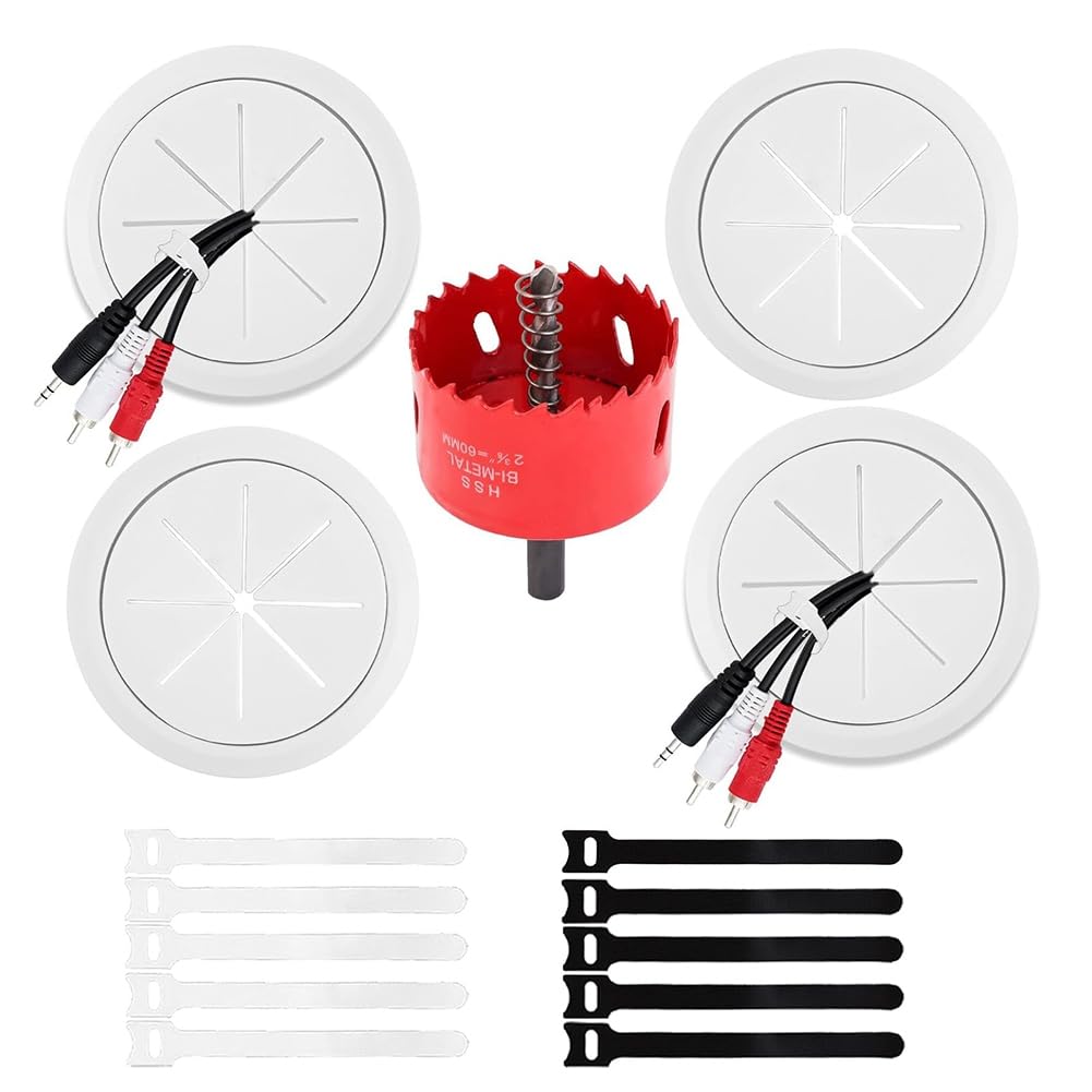 Huudngeje As Shown 4 Pack Wire Concealer For Wall Mounted Tv, 2-3/8 Inch (60Mm Hole) Tv Wall Wire Concealer, Wall Cable Management Kit