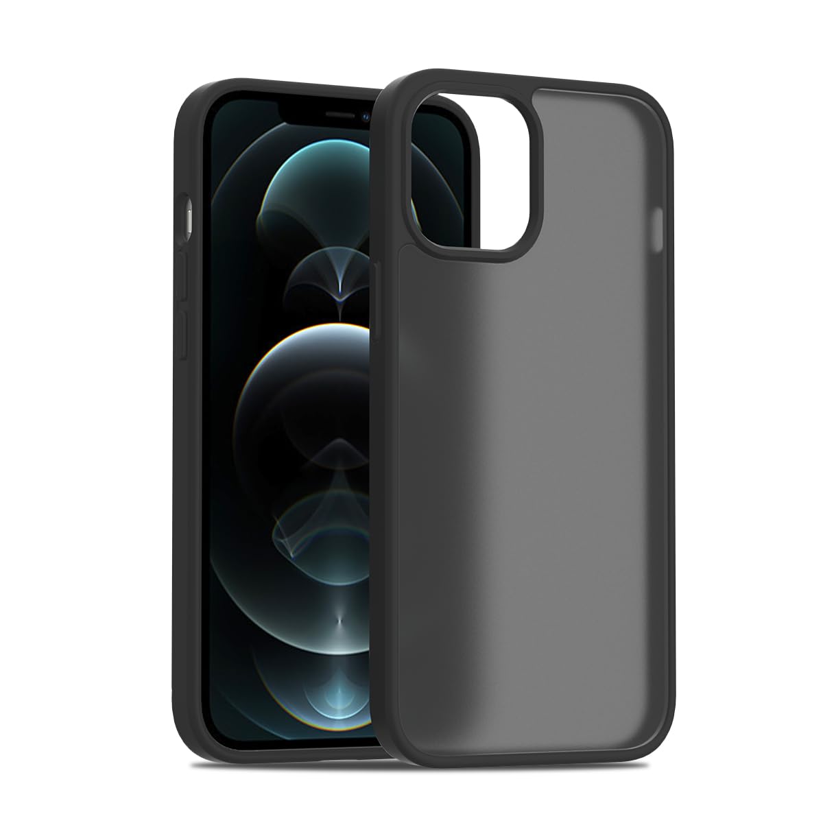 for iPhone 12 Pro Max Case Matte, Frosted Translucent Back Anti-Fingerprint Slim Shockproof Drop Protection Phone Cover, Black