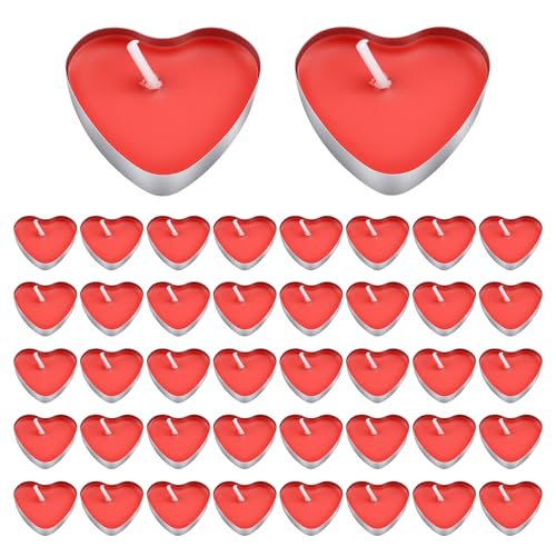 Jiujuda9 50 Stück Herz Teelichter Rote Teelichter Herzform,...