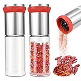 Chilimühle, 2 pcs 170ml Chili Mühle aus Edelstahl & Glas, Chili Gewürzmühle, Muskatnuss Mühle, Gewürzmühle Chil, Zerkleinerer für Verschiedene Gewürze wie Pfeffer, Salz und getrocknete Chilischoten