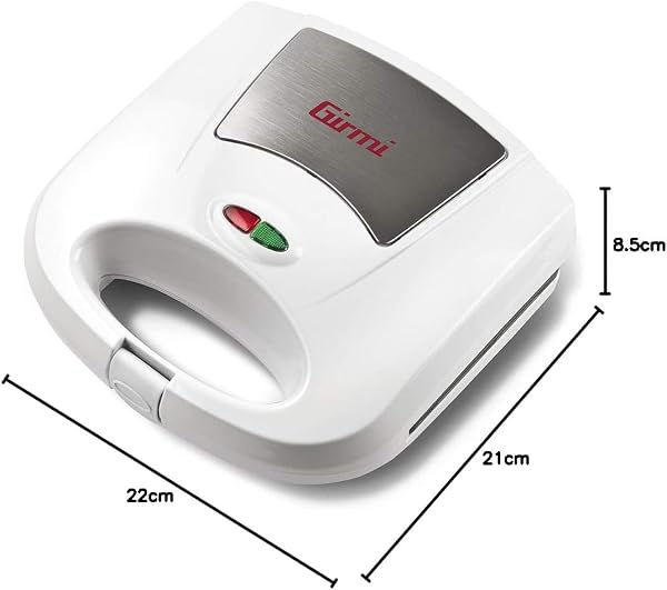Girmi TS03 Toaster, 750 W, Non-Stick Plates, Heat Resistant Handle with Lock, Ignition and Temperature Light, White - 5