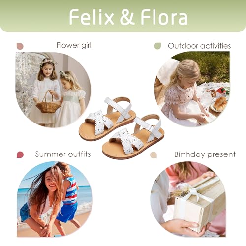 Image of Felix & Flora Toddler Girl Sandals - Little Girl Easter Dress Shoes Lightweight Open Toe Beach Holiday Flats