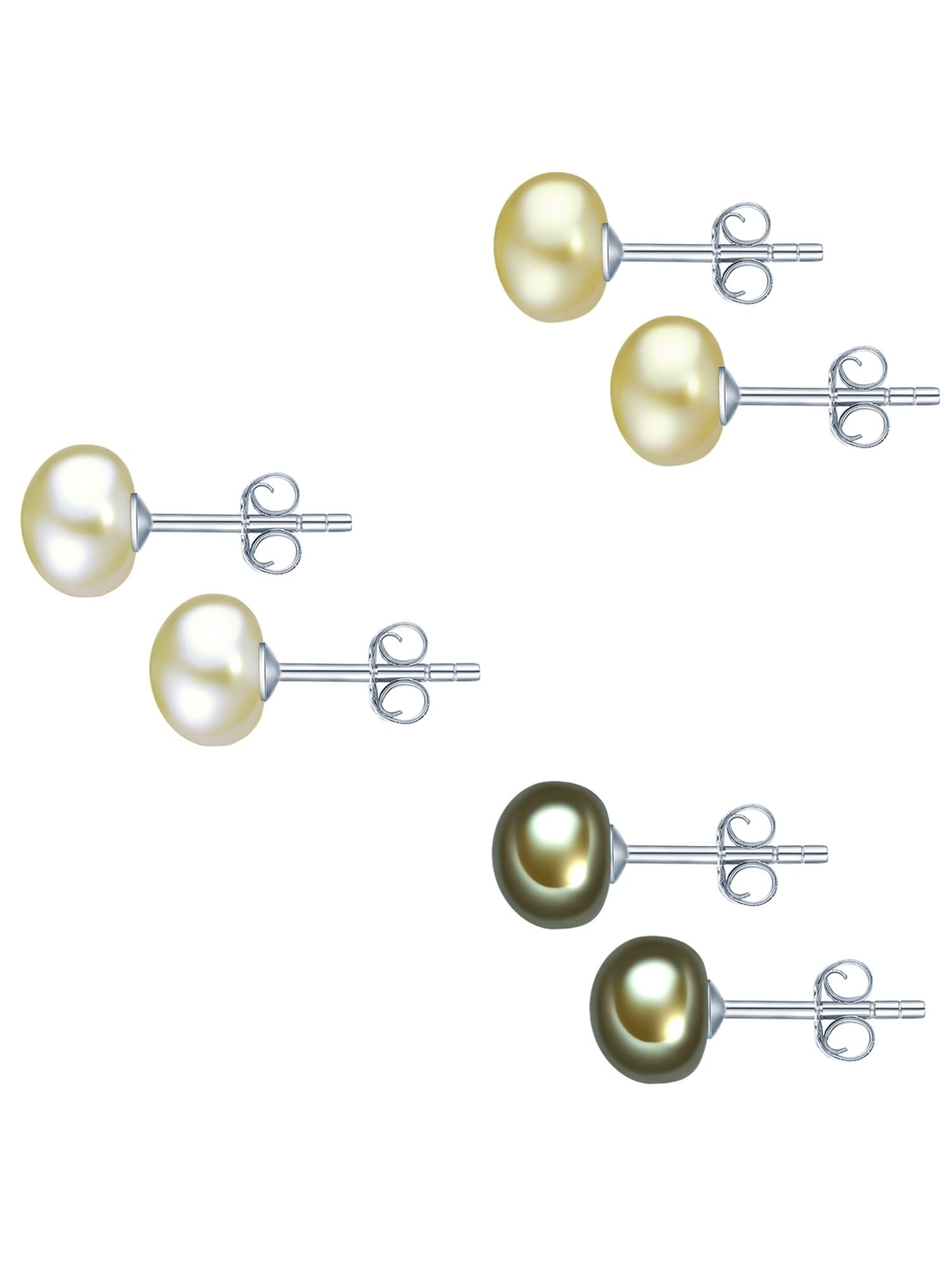 Valero Pearls Damen Perlenohrstecker 3er Set aus 925/- Sterling Silber