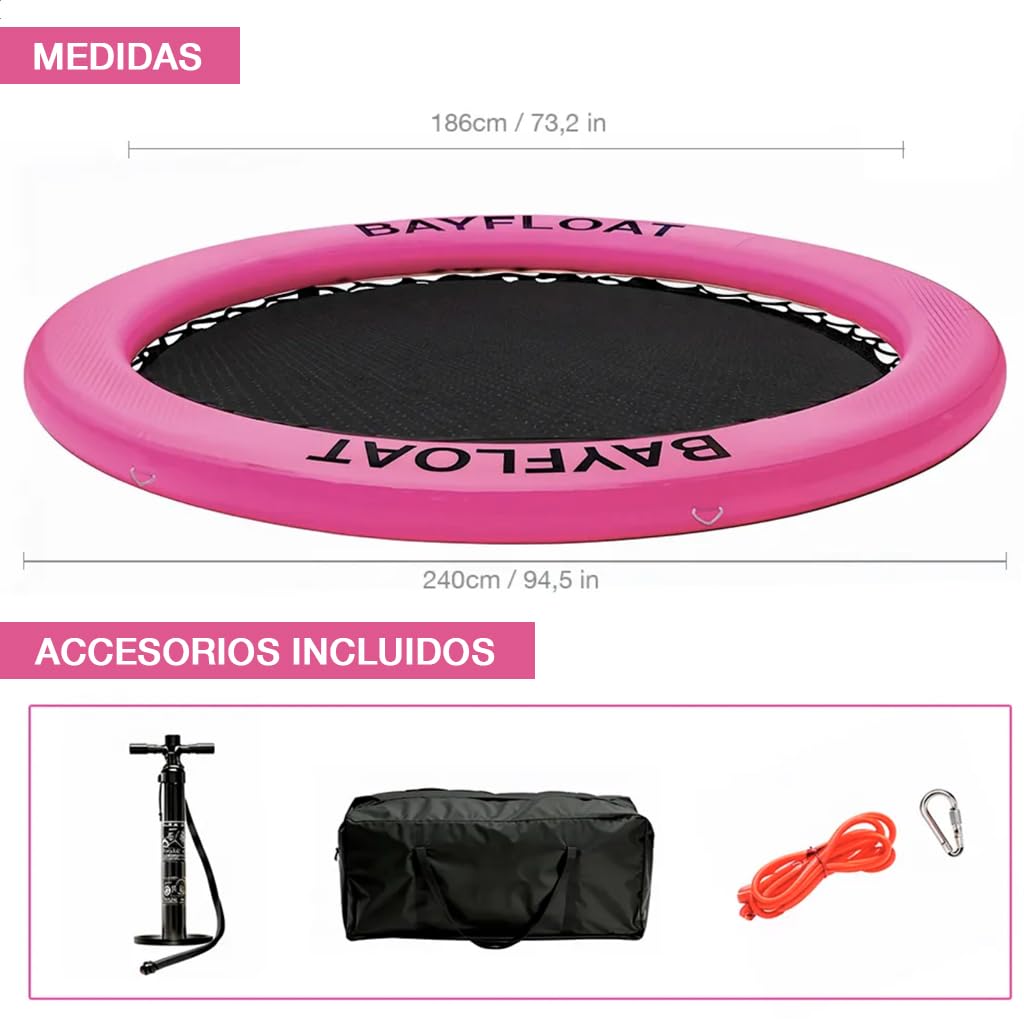Ibiza 240 - Anillo Hinchable 3 o 5 Personas, Doble-Capa Dura, Anti-Medusas, Plataforma Flotante, Flotador Hinchable (Rosa, Unión de Cuerda)