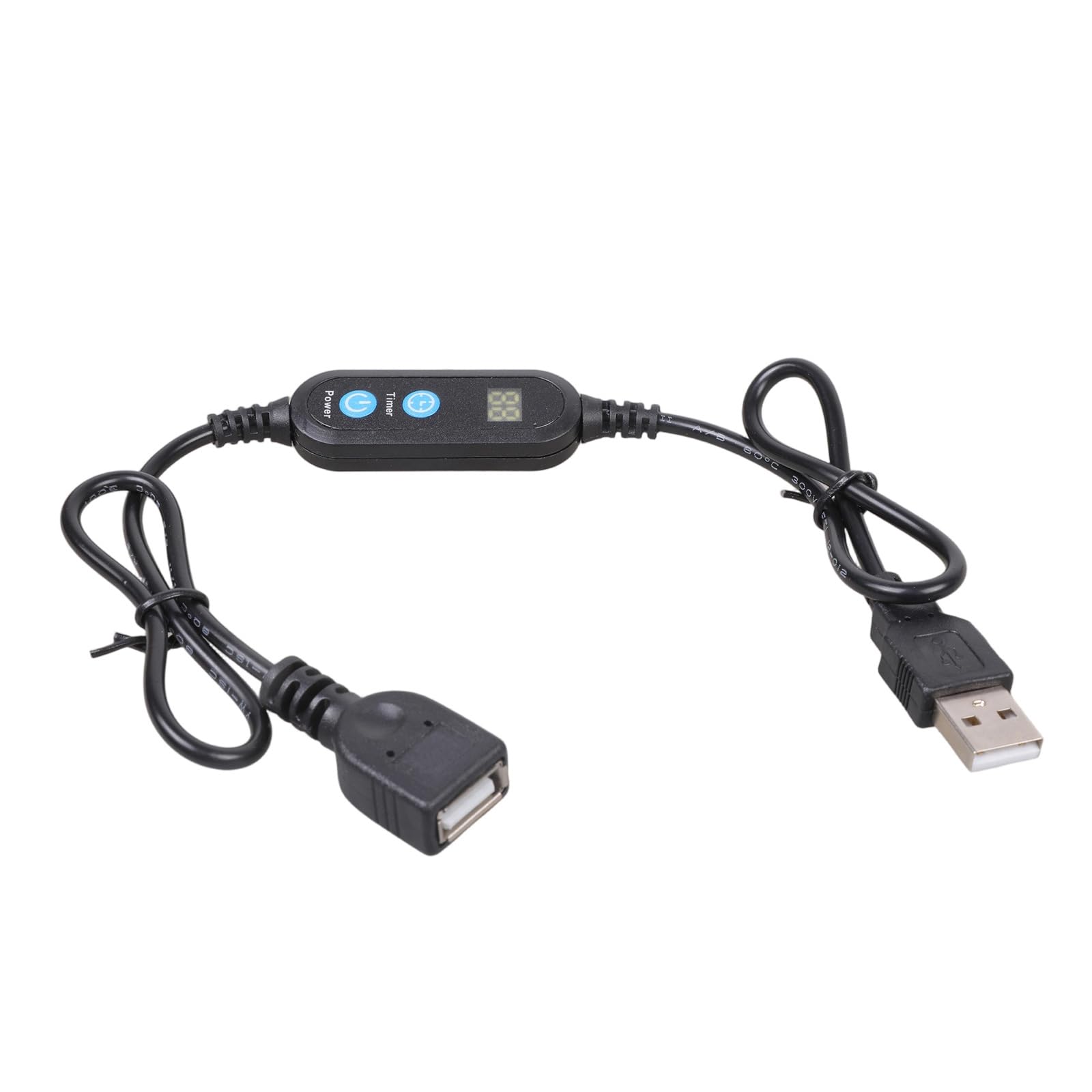 USB Cable with Timer and Switching 1-24H Countdown Cycle Restart USB Timer Cord for Aquarium Fans LED Light Digital Display Repeat Power Cord
