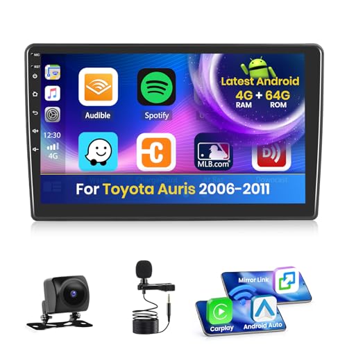 Inefala 4+64G Radio pour Toyota Auris 2006-2011, 10'' Android 15 Ecran avec sans Fil Carplay/Android Auto Lien Miroir GPS Radio FM/RDS DSP WiFi Bluetooth SWC...