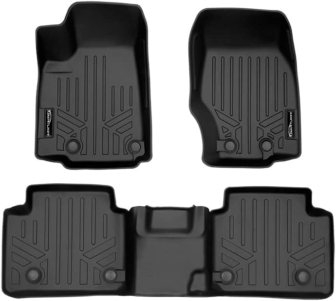 SMARTLINER All Weather Custom Fit Black 2 Row Floor Mat Liner Set Compatible with 2021-2023 Jeep Grand Cherokee L (Only Fits 7 Passenger Models)