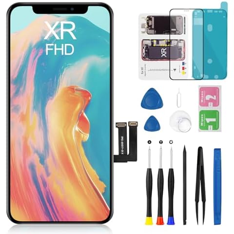FOOBONG for iPhone XR Screen Replacement 6.1 inch, 3D Touch Screen LCD FHD Display Digitizer Assembly for A1984, A2105, A2106, A2108, with Waterproof Adhesive Sticker and Full Set of Repair Tool kit Cover