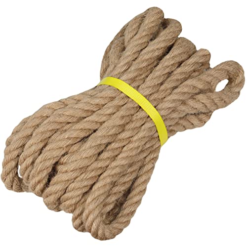 Cuerda de yute natural, 3/4 pulgadas x 25 pies, cuerda de cáñamo gruesa de manila trenzada para manualidades, hamaca, náutica, decoración