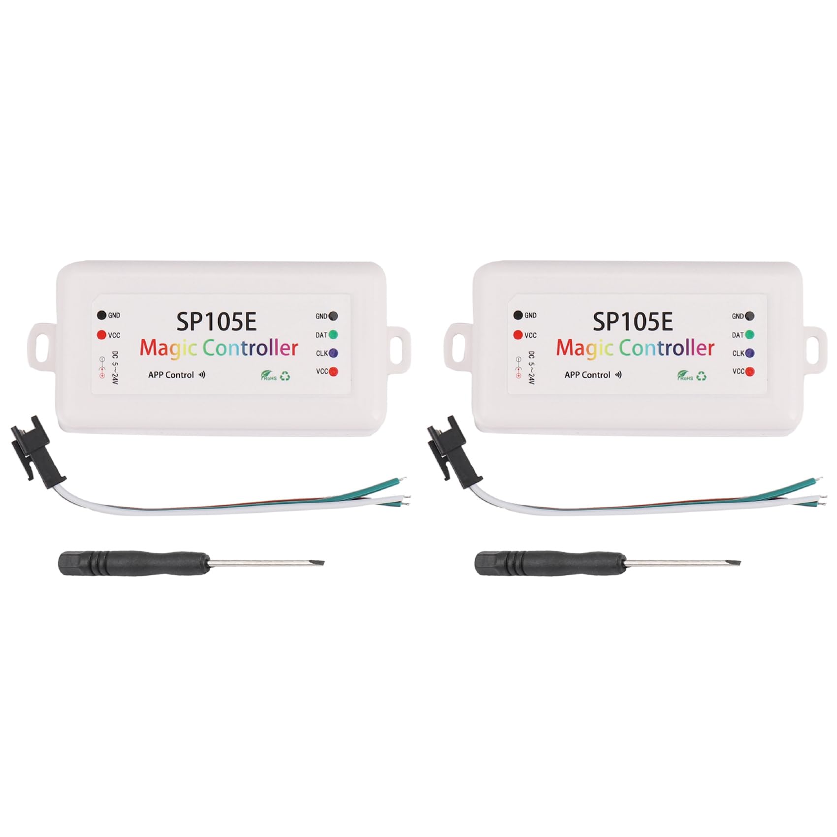 Jnchdghwa 2X SP105E Wireless Bluetooth Controller APP WS2811 WS2812B WS2801 SK6812 APA102 Individually Addressable Programmable