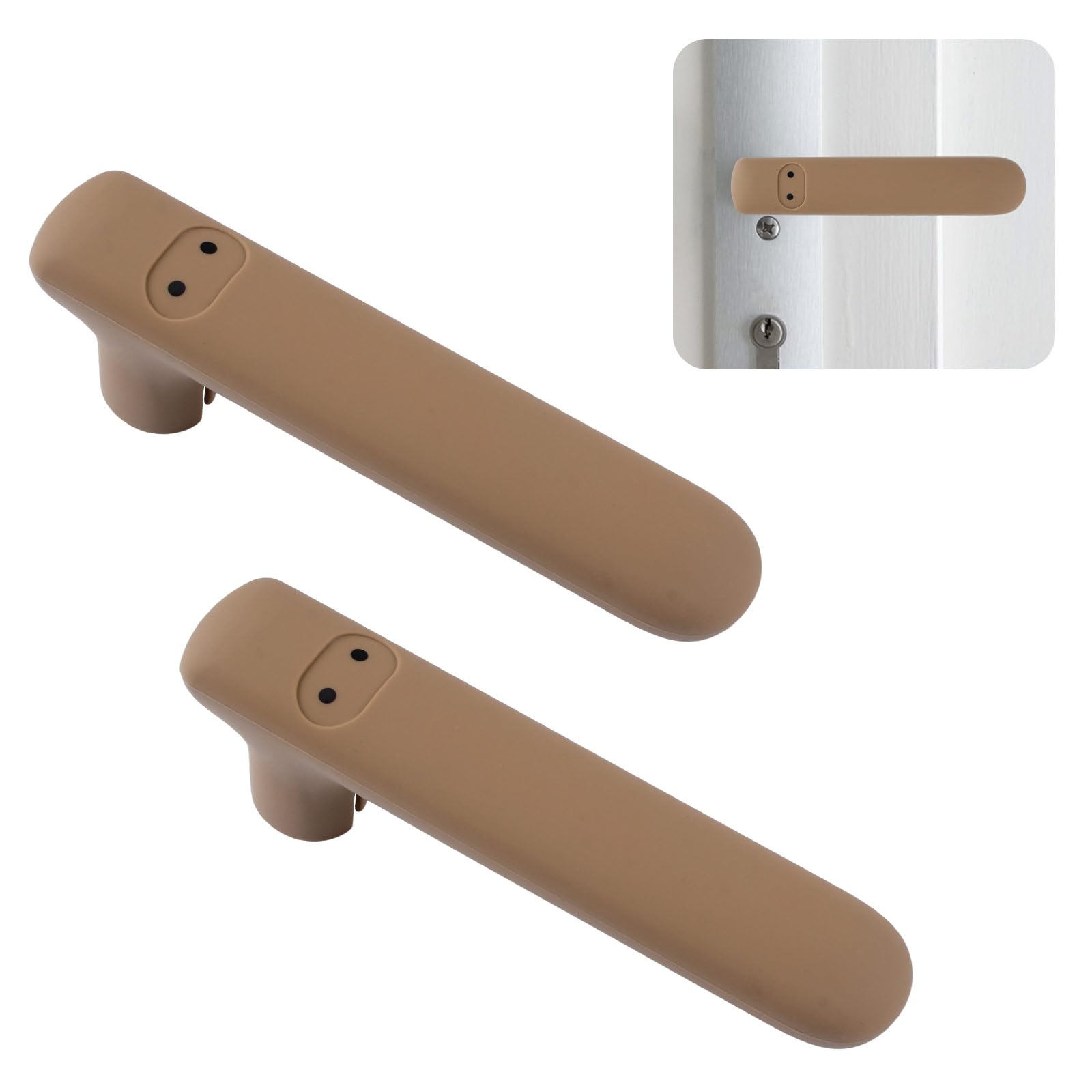 UFURMATE 2Pcs Door Handle Covers, Cute Silicone Handle Gloves Anti-Static & Anti-Collision Safety Doors Knob Protectors for Flat Square Door Levers(Brown) — image 1