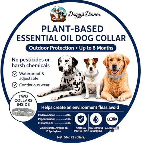 Natural Flea & Tick Collar for Dogs - Plant-Based Essential Oil Protection - Waterproof Lasting 8 Months. for Small, Medium & Large Dogs - 2 Pack