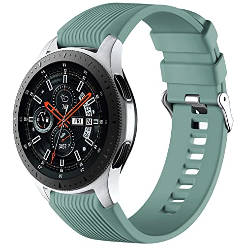 Mastten 22mm Correa Compatible con Samsung Galaxy Watch 3 45mm/Samsung Galaxy Watch 46mm/Samsung Gear S3 Frontier para Hombres Mujeres, Correas de Reloj Smartwatch de Silicona Suave y Deportiva, Pino