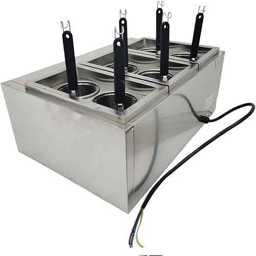 Miniatura 9 de 220 V 6000 W 6 agujeros máquina eléctrica de cocina de fideos, horno de cocina de pasta de acero inoxidable con 6 cestas de pasta de bola de masa