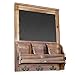 MyGift Wall Mounted Burnt Wood Entryway Organizer Mail Holder and Key Rack with Erasable Chalkboard, 3 Dual Key Hooks and 3 Storage Mail Compartments