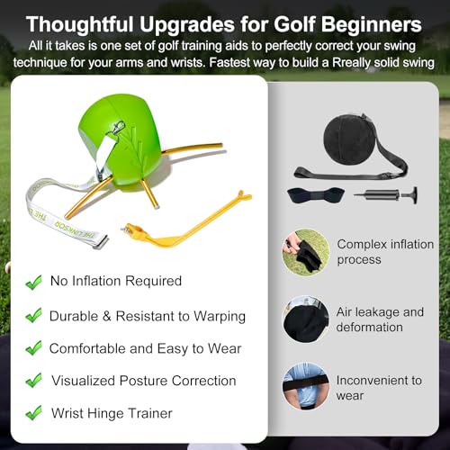 Golf Swing Training Aid Ball with Wrist Hinge Trainer & Adjustable Lanyard, The Connector Golf Practice Equipment Between Arms, Golf Posture Correction Improving Golf Swing Core Strength for Beginners